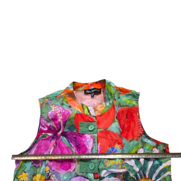 Claire Desjardins Where butterflies and Bees Are linen sleeveless blouse SZ M - Picture 4 of 7
